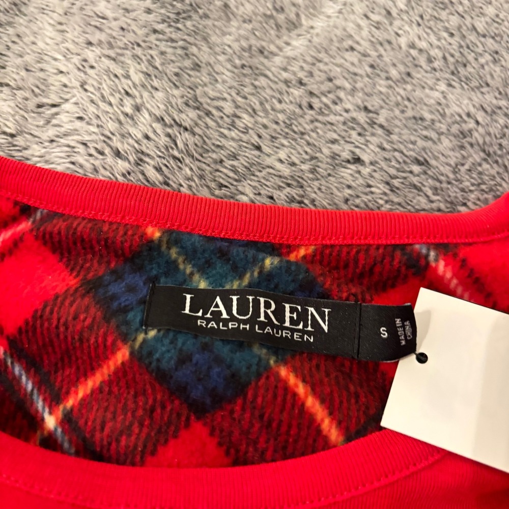 Lauren Ralph Lauren Women S Monogram Logo Pocket Long Sleeve Pajama Top 19612 - Picture 7 of 16
